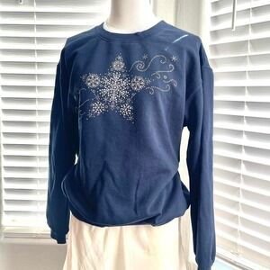 Vintage Rhinstone Star Grandmacore Holiday Christmas Winter Fleece Sweatshirt‎